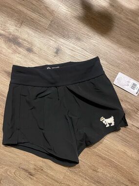 Girls' Black Performance Shorts with Embroidered Dog